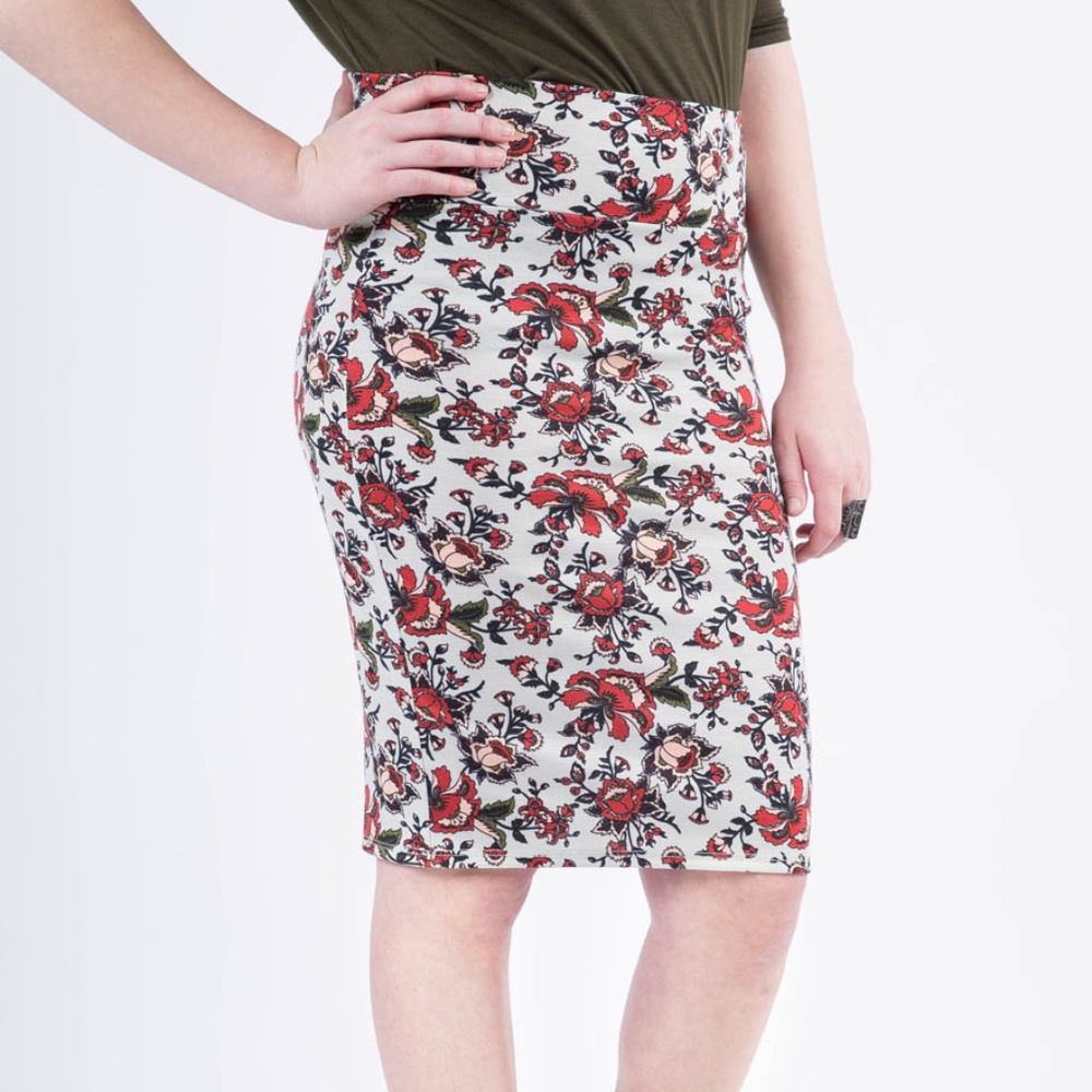 Pencil Skirt in Mehndi Sprinkle Sage and Rust